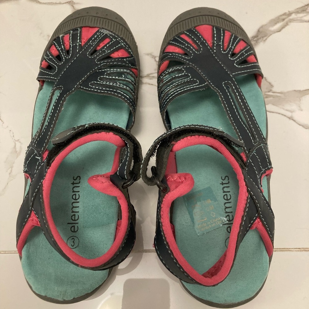Element Black and Pink Sandals with Lattice Straps